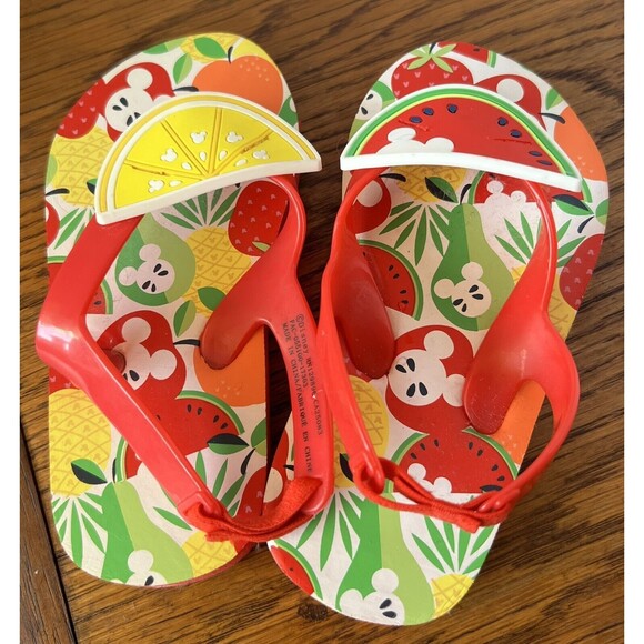Disney Mickey Minnie Mouse Fruit Kids Flip Flops Sandals 7/8 - Picture 3 of 5